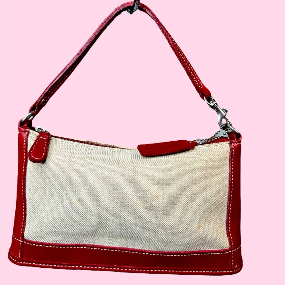 EUC Vintage Coach Linen & Leather Bleeker Demi Bag